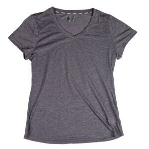 RBX Womens X-Dri Athletic Shirt Gray Short Sleeve Top V-Neck Size Medium
